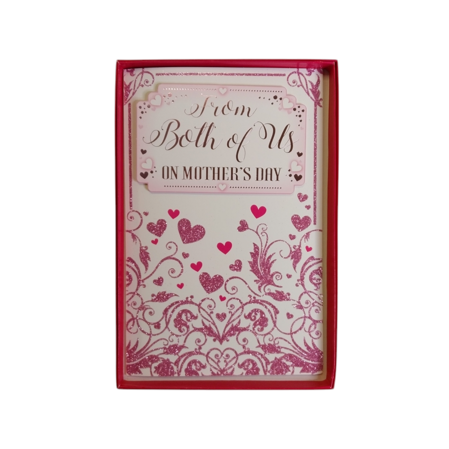 From Both Of Us Classic Mini Pink Hearts Design Mother's Day Boxed Card