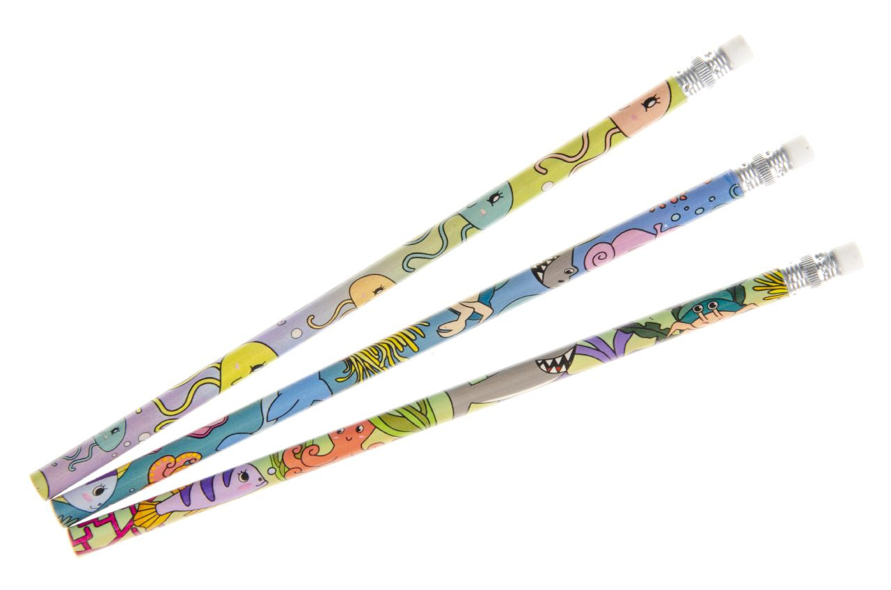 Pack of 12 Sea Animals Design Pencils with Eraser
