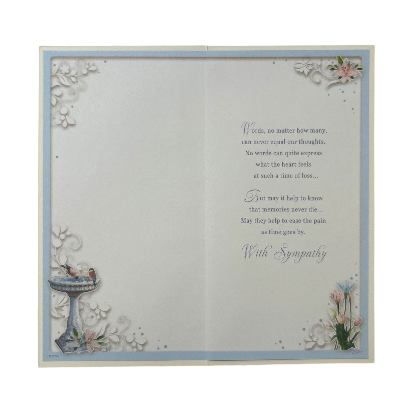 On the Loss of Your Daughter Birdbath Fountain Design Sympathy Opacity Card
