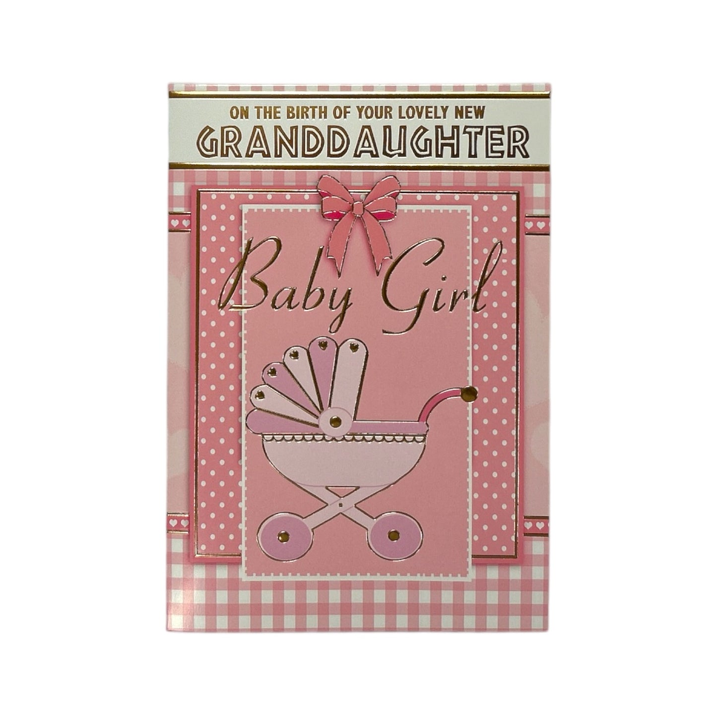 On Birth Of Granddaughter Pink Pram Design Congratulations Card