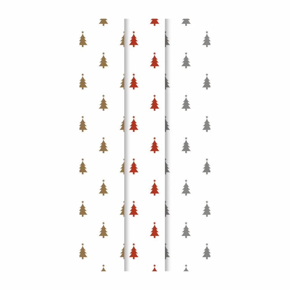 Christmas Foil Tree Design 9 Sheet Tissue Paper