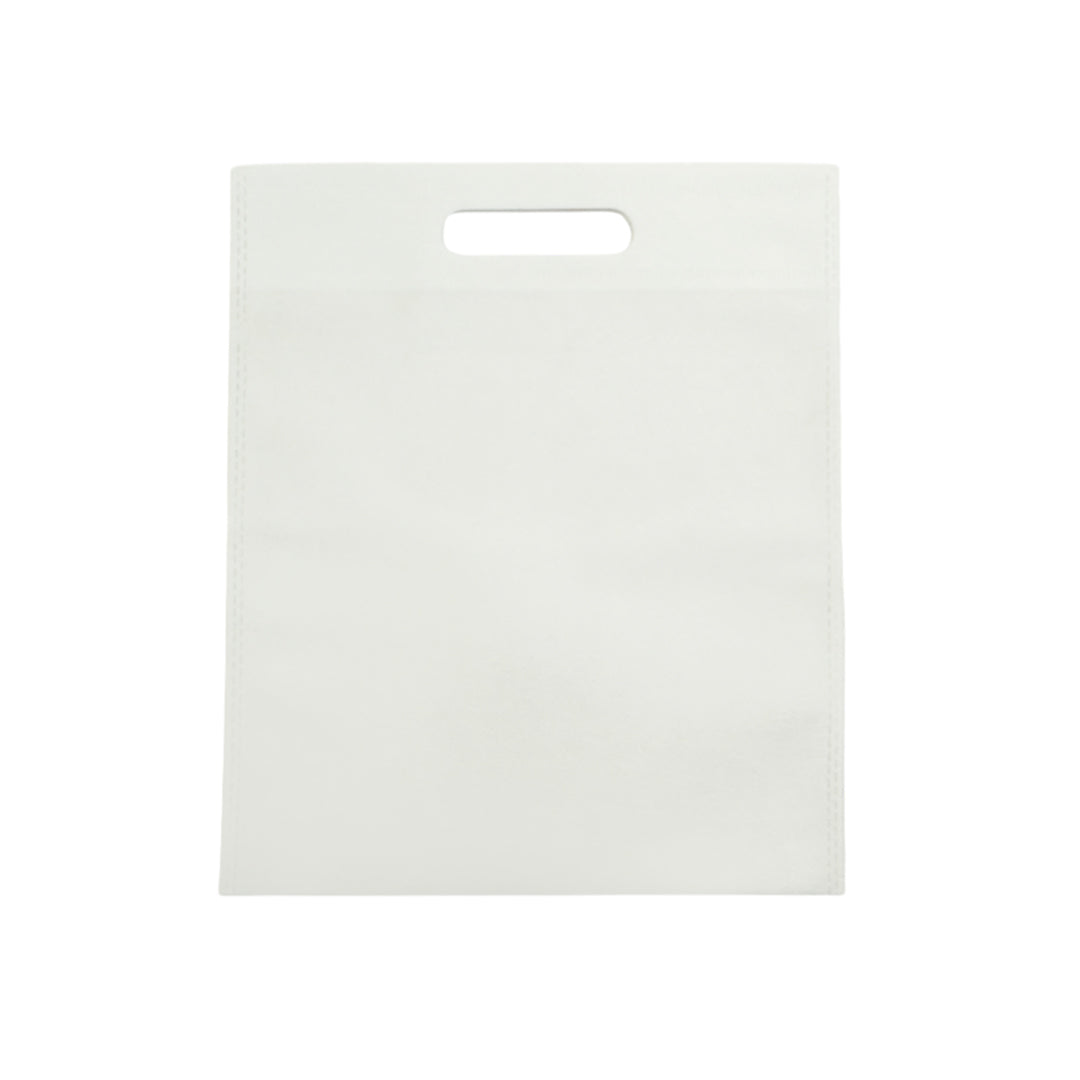 Pack of 25 White Coloured 30x25cm Non-Woven Patch Handle Bags