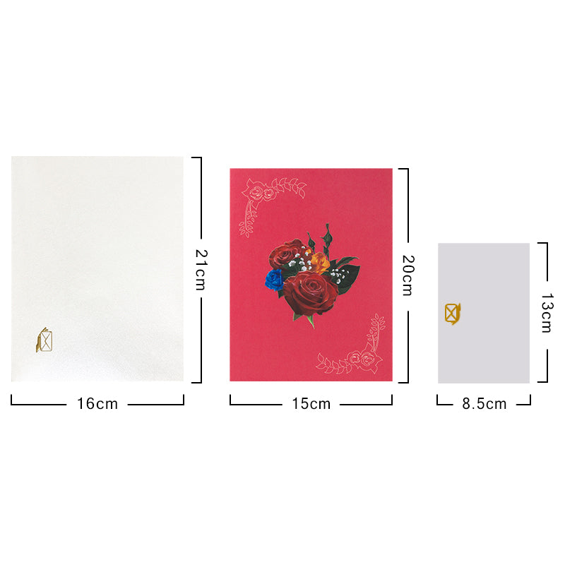 Love in Full Bloom Rose Bouquet Pop Up Greeting Card