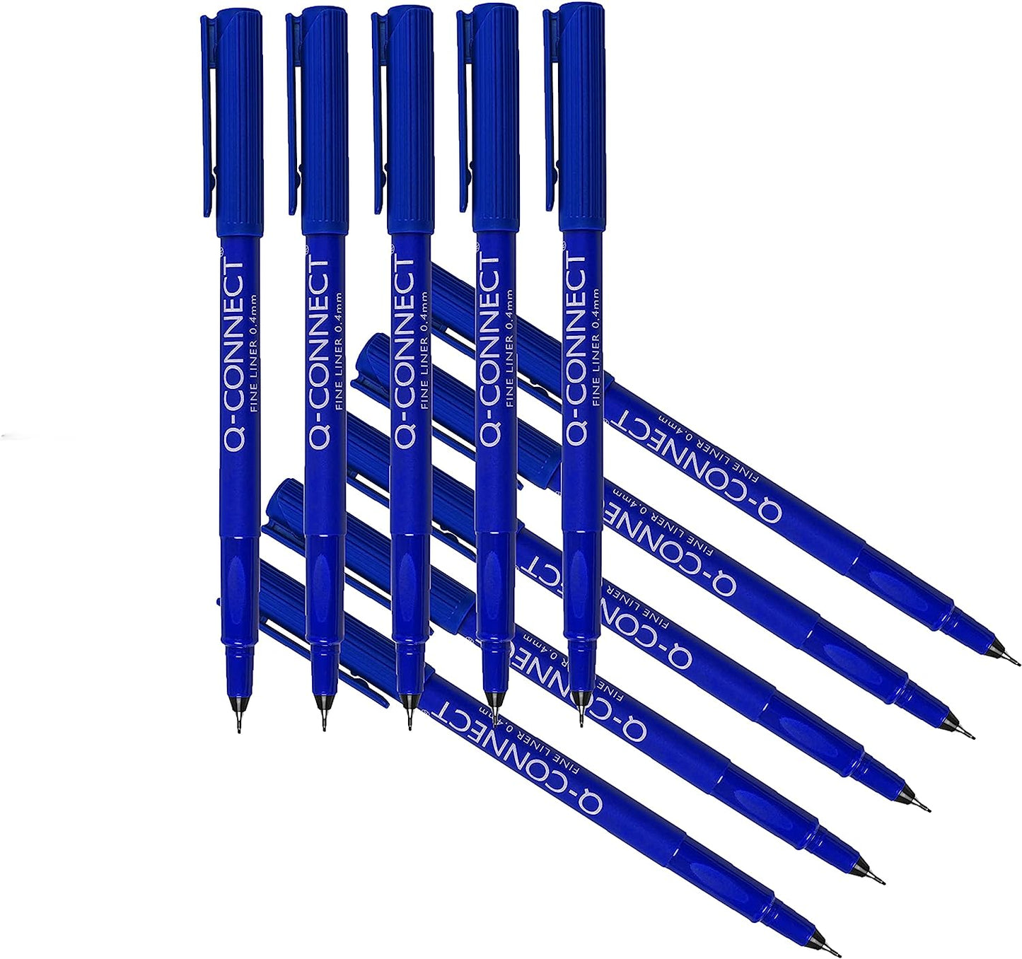 Pack of 10 0.4mm Fineliner Blue Pens