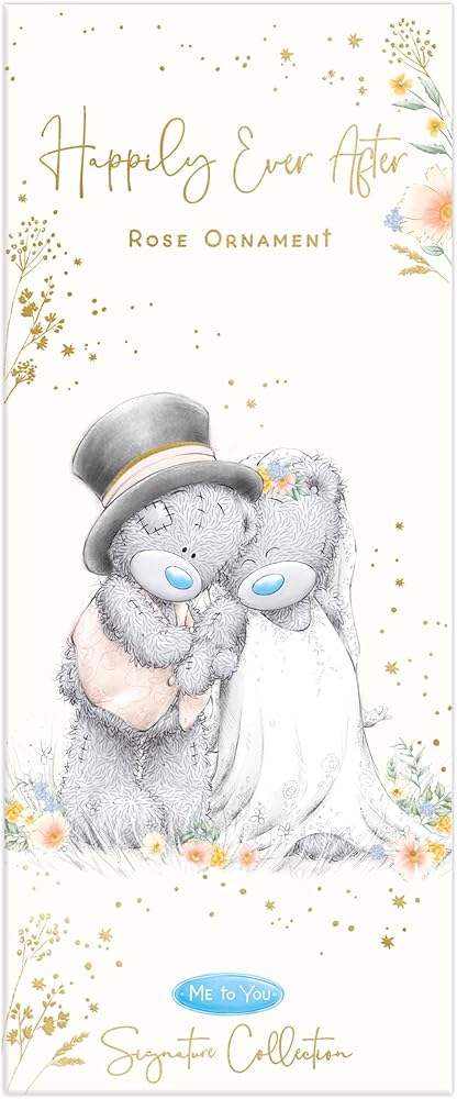 Me to You Tatty Teddy Glass Rose Ornament Wedding Day Gift Signature Collection