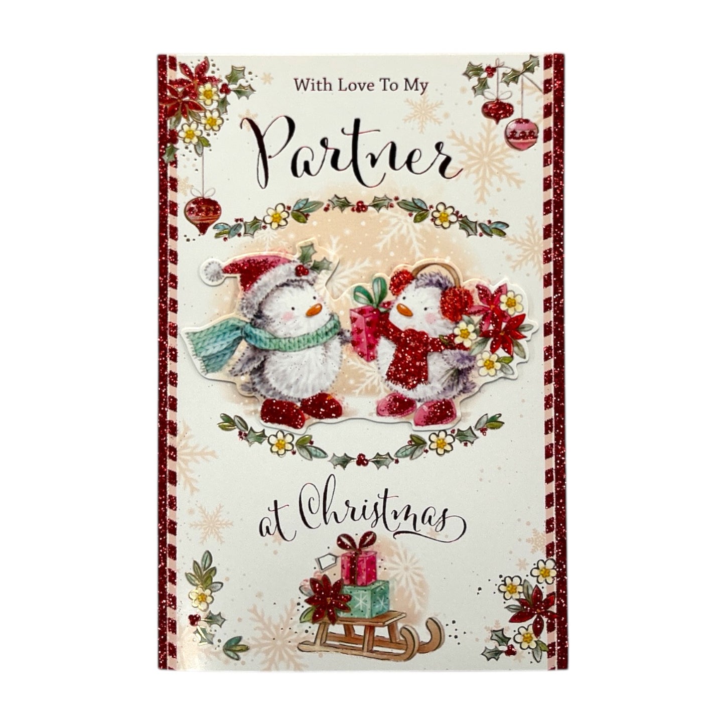 With Love to My Partner Penguins Festive Design Christmas Card