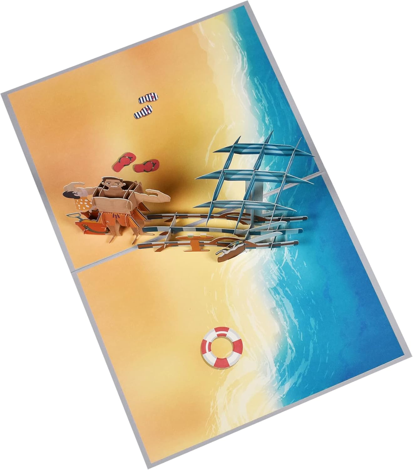 My Dad My Hero Beach Scene 3D Pop Up Greeting Card - Father's Day Birthday Thank You