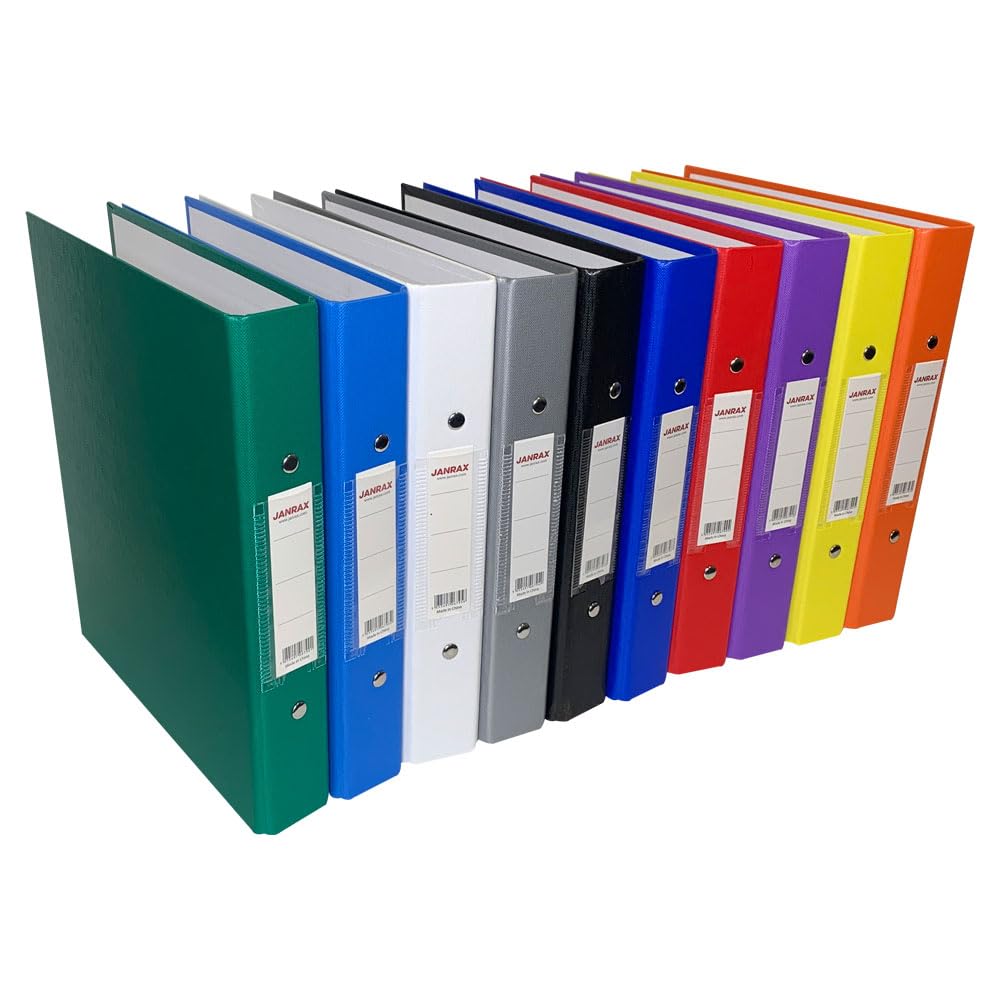 Pack of 10 A5 Green Paper Over Board Ring Binders by Janrax
