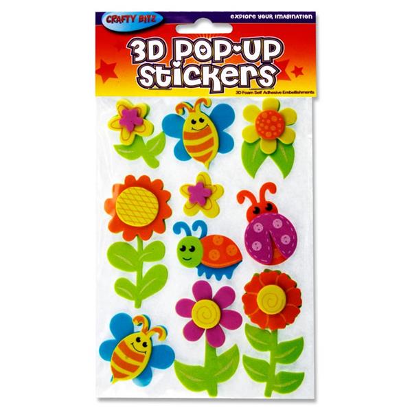 Crafty Bitz 3D Pop Up Flowers Foam Stickers