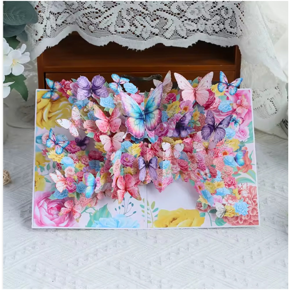 Butterfllies Bloom Garden 3D Pop Up Greeting Card - Mother's Day Anniversary Birthday