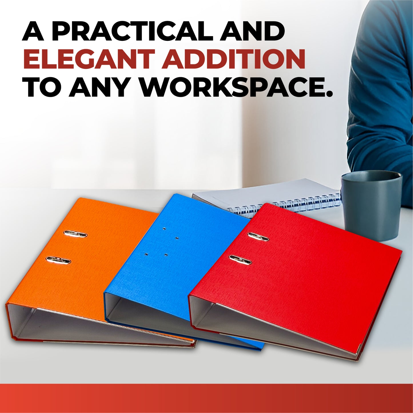 Pack of 5 A4 Red Paperbacked Lever Arch Files by Janrax