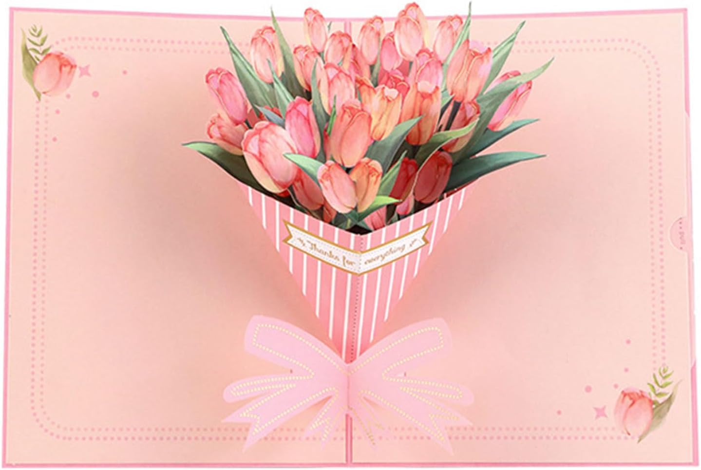 Golden Tulip Bouquet 3D Pop Up Greeting Card