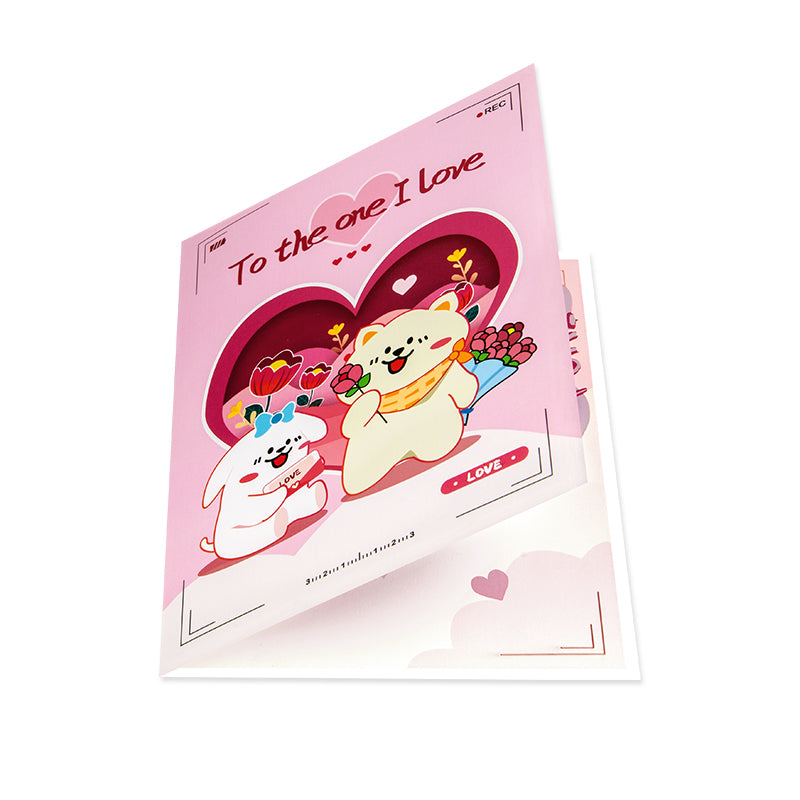 Cute Puppies & LOVE Theme Romantic 3D Pop Up Card