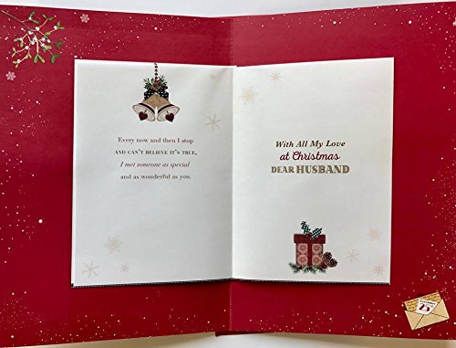 HUSBAND - Hand Made Luxury Nice Verse Christmas Greeting Card {DC}