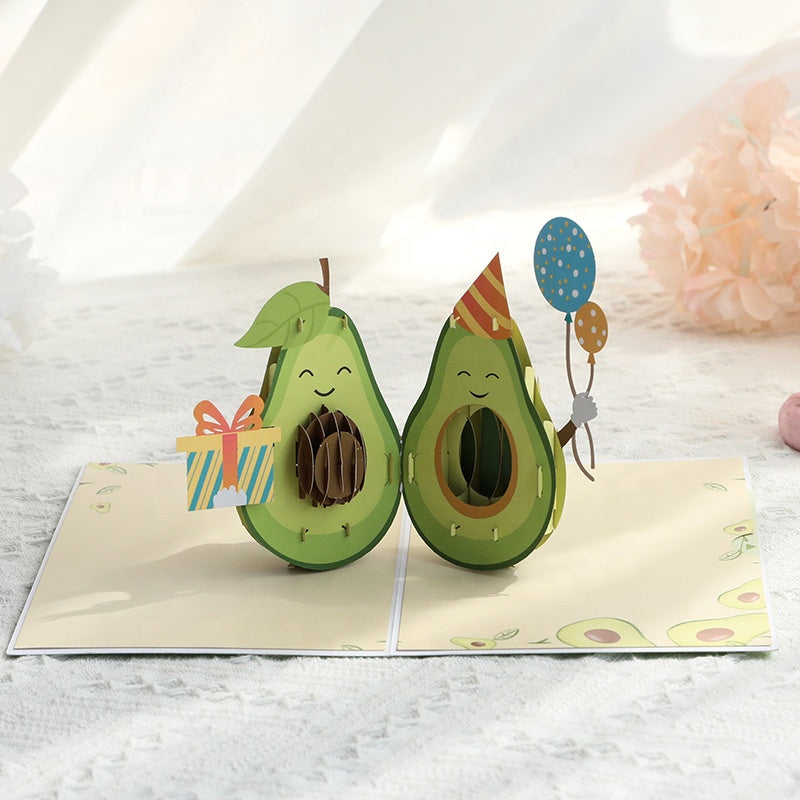 Cute Avocados 3D Pop Up Birthday Card