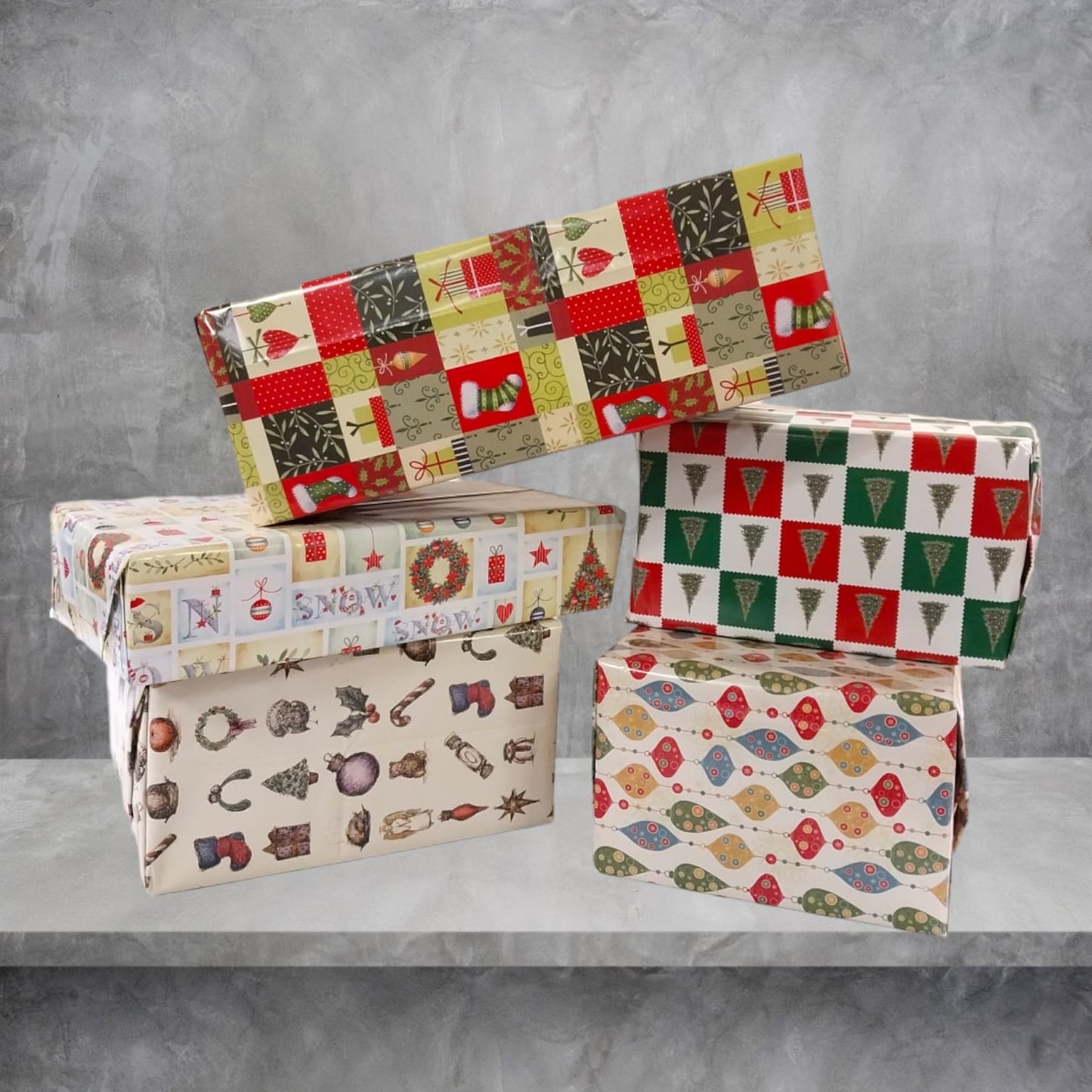 10 Sheet of Mix Designer' Quality Soft touch Foiled Christmas Giftwrap and Tags