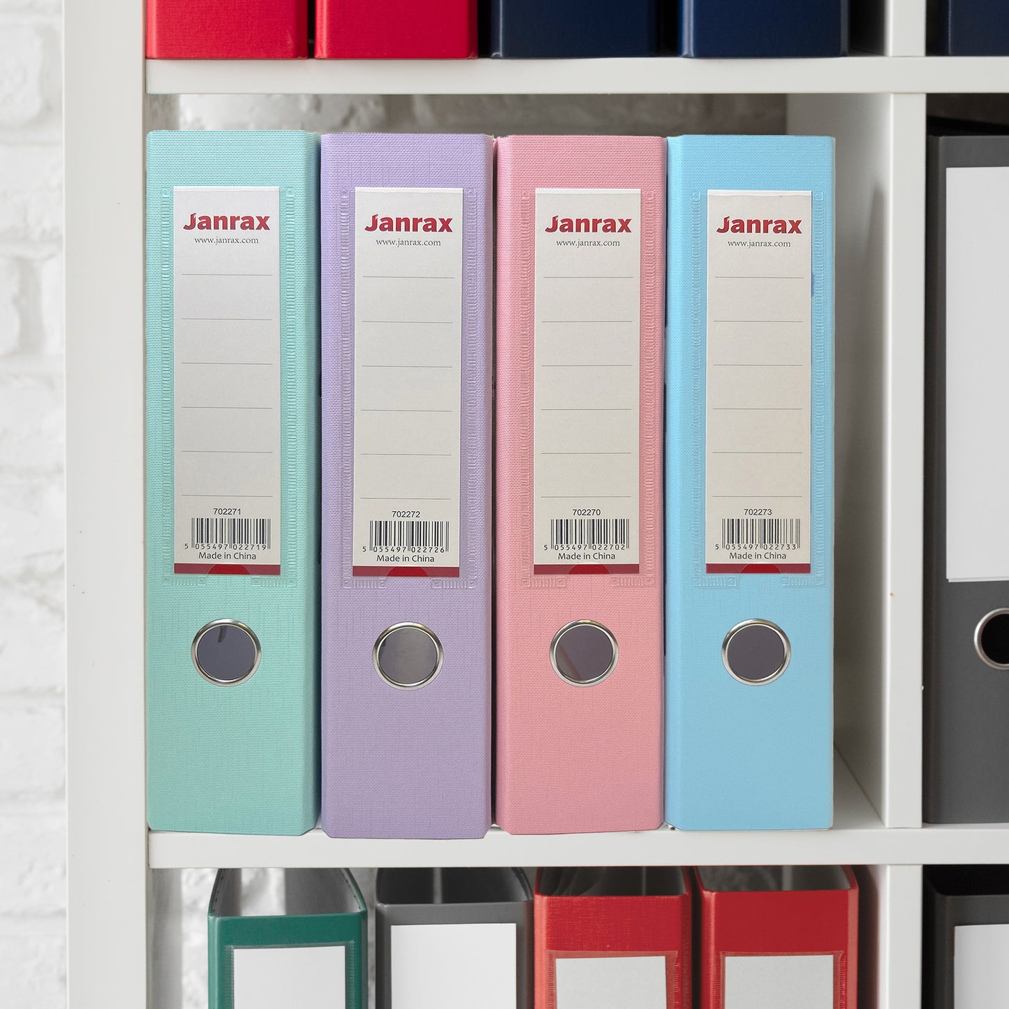 Pack of 12 A4 Assorted Pastel Coloured Paperbacked Lever Arch Files by Janrax
