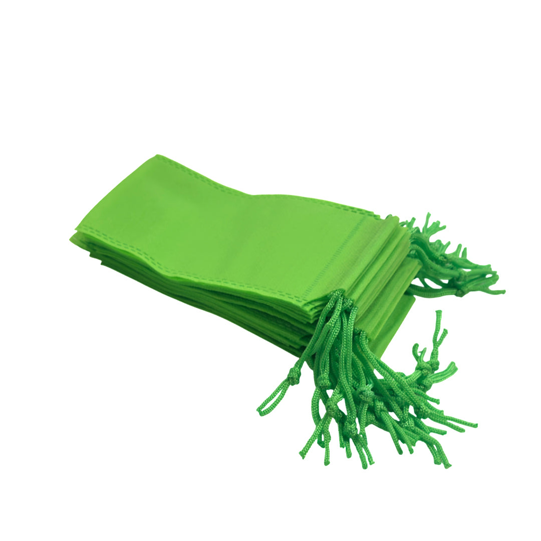 Pack of 100 Light Green Coloured 19x10cm Non-Woven Drawstring Bags