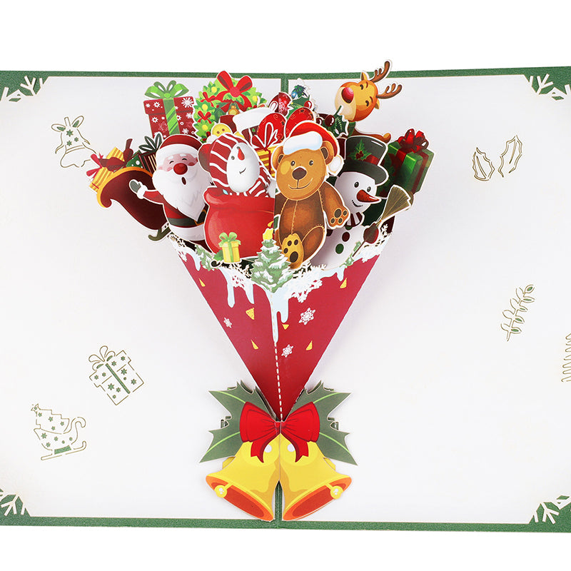 Santa & Holiday Icons Festive 3D Pop Up Christmas Card