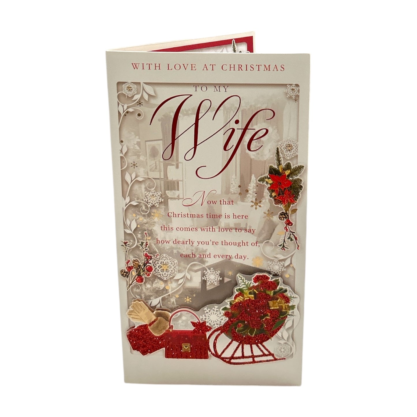 Romantic Sleigh Scene Design To My Wife Christmas Card