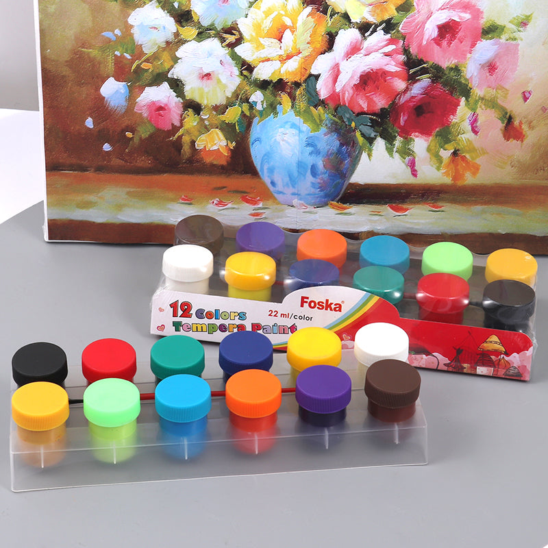 Pack of 12 Tempera Paints Watercolour