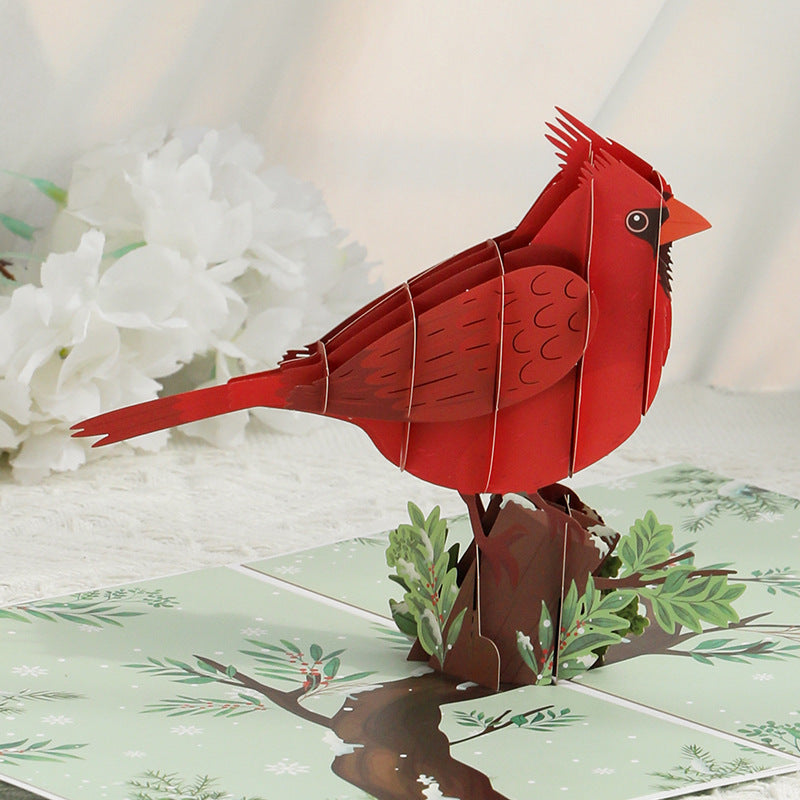 Red Cardinal Charm 3D Pop Up Greeting Card