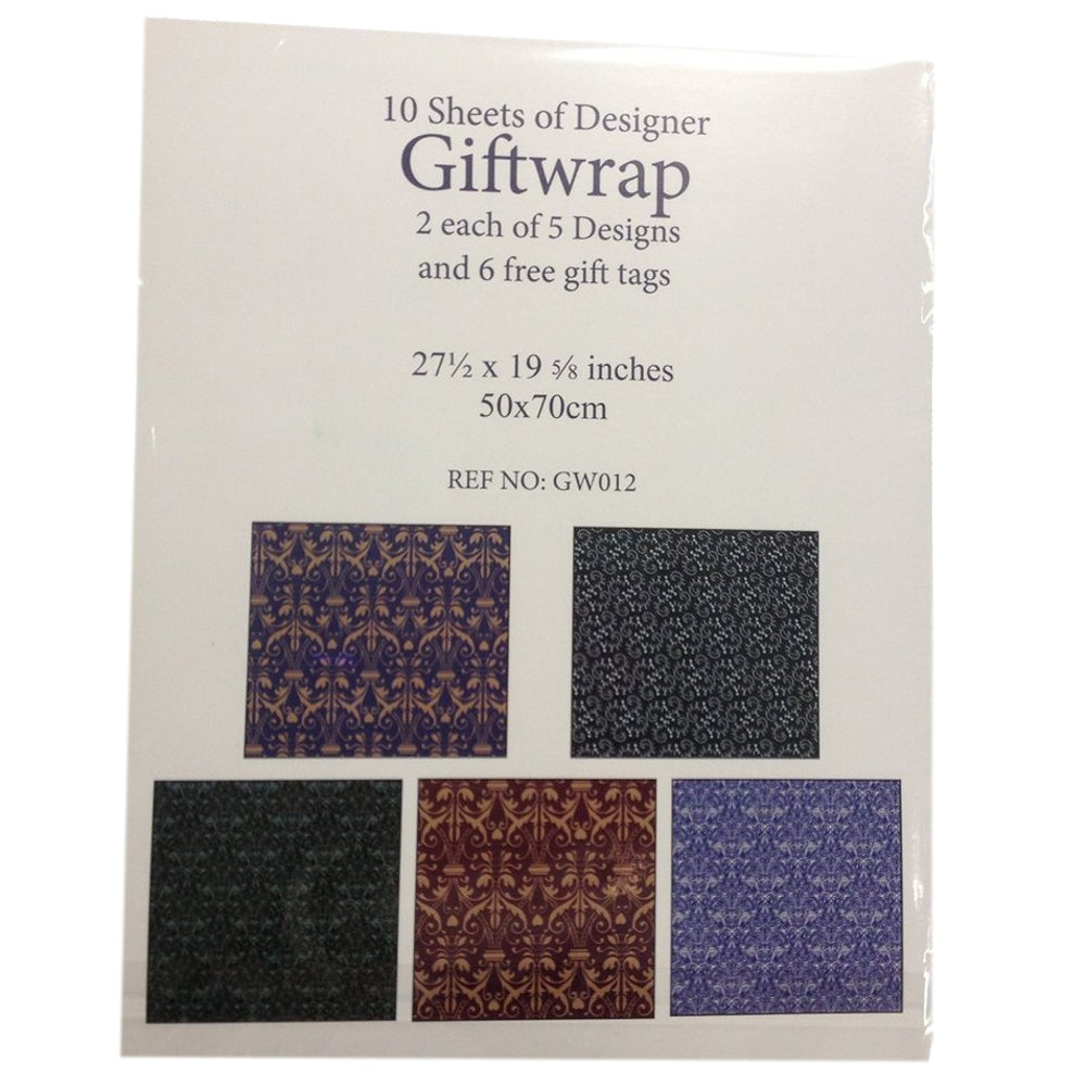 High Quality 10 Sheets of Designer Soft touch Pattern Foiled Gift Wrap