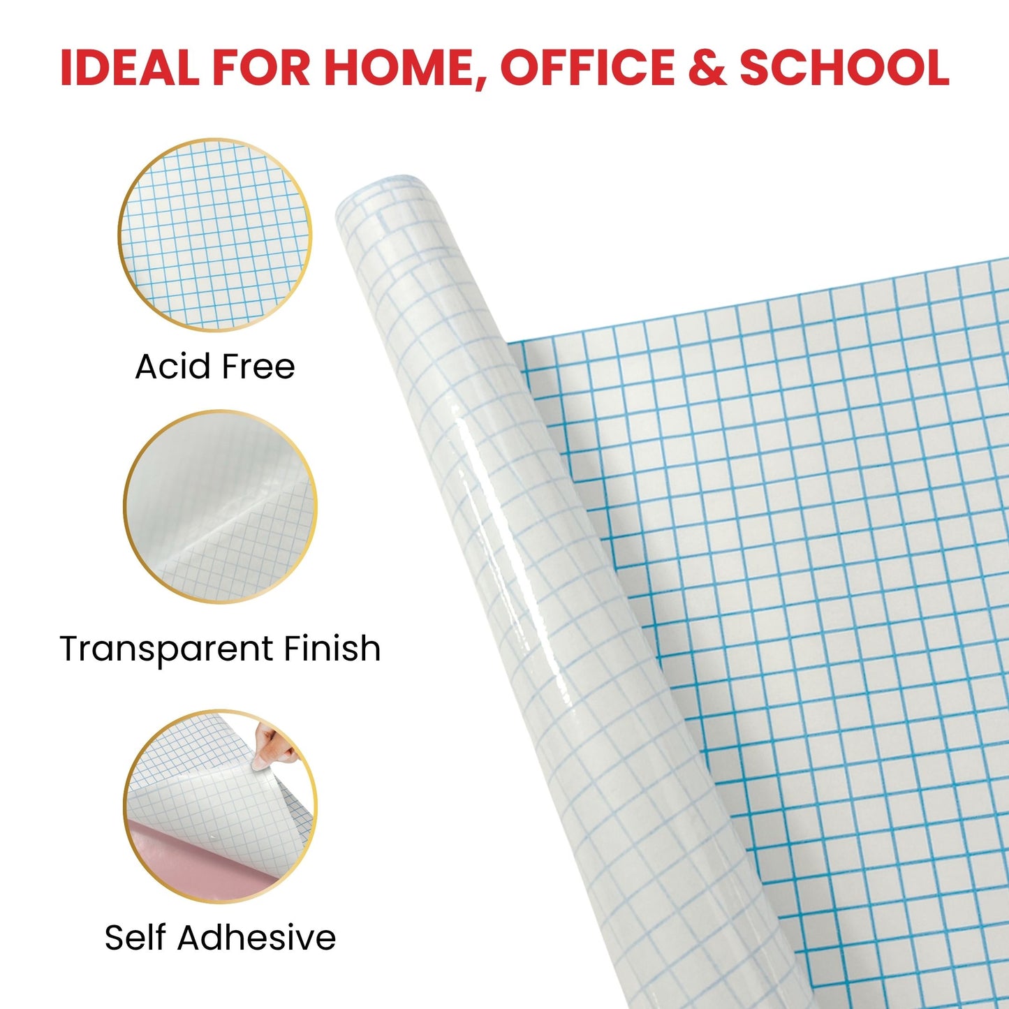 Pack of 6 Janrax 50cm x 3m Clear Glossy CPP 0.06mm Thick Self-Adhesive Book Cover Rolls