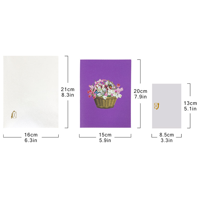 Blooming Elegance Tulip Basket 3D Pop Up Greeting Card