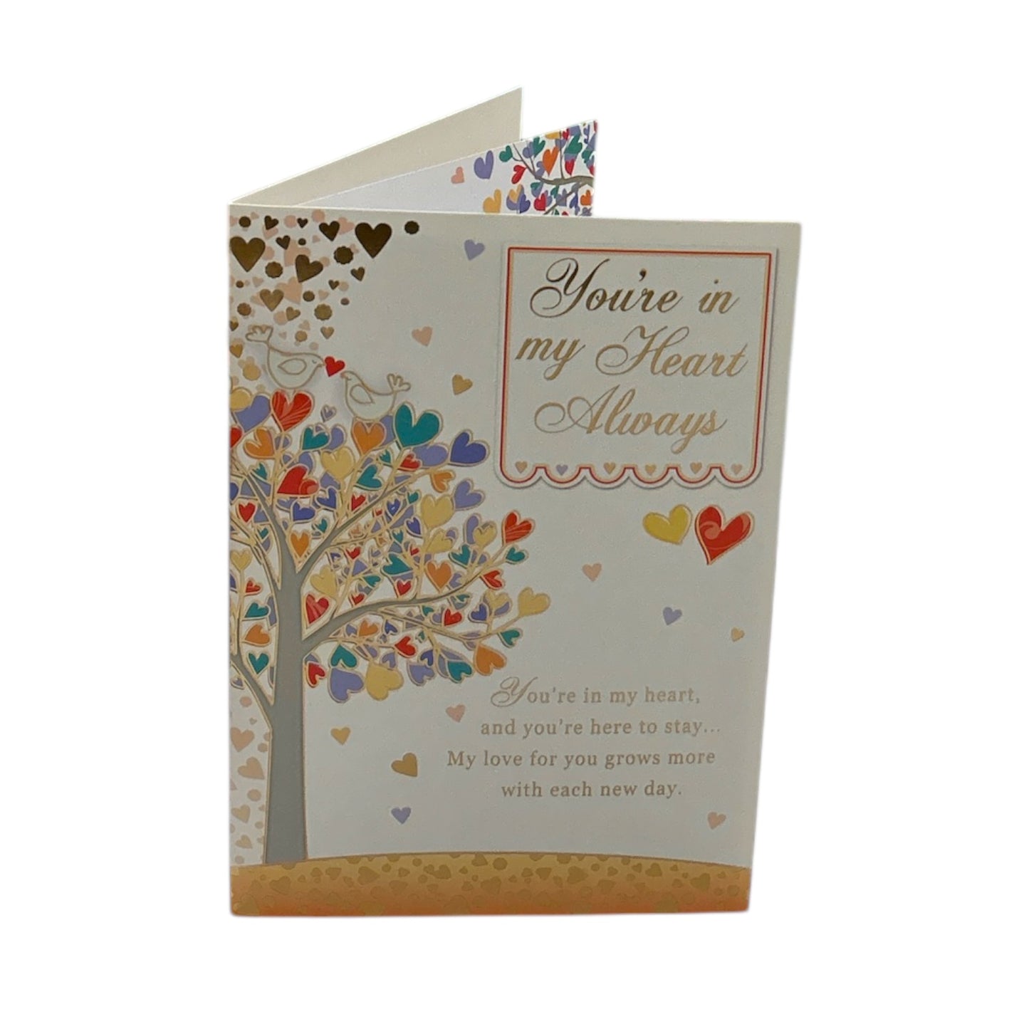 You're In My Heart Always Multi Colour Hearts Tree Open Greeting Card