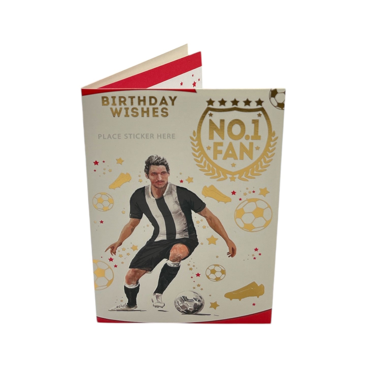 A Man In Black and White Soccer Uniform Customized Male Birthday Card