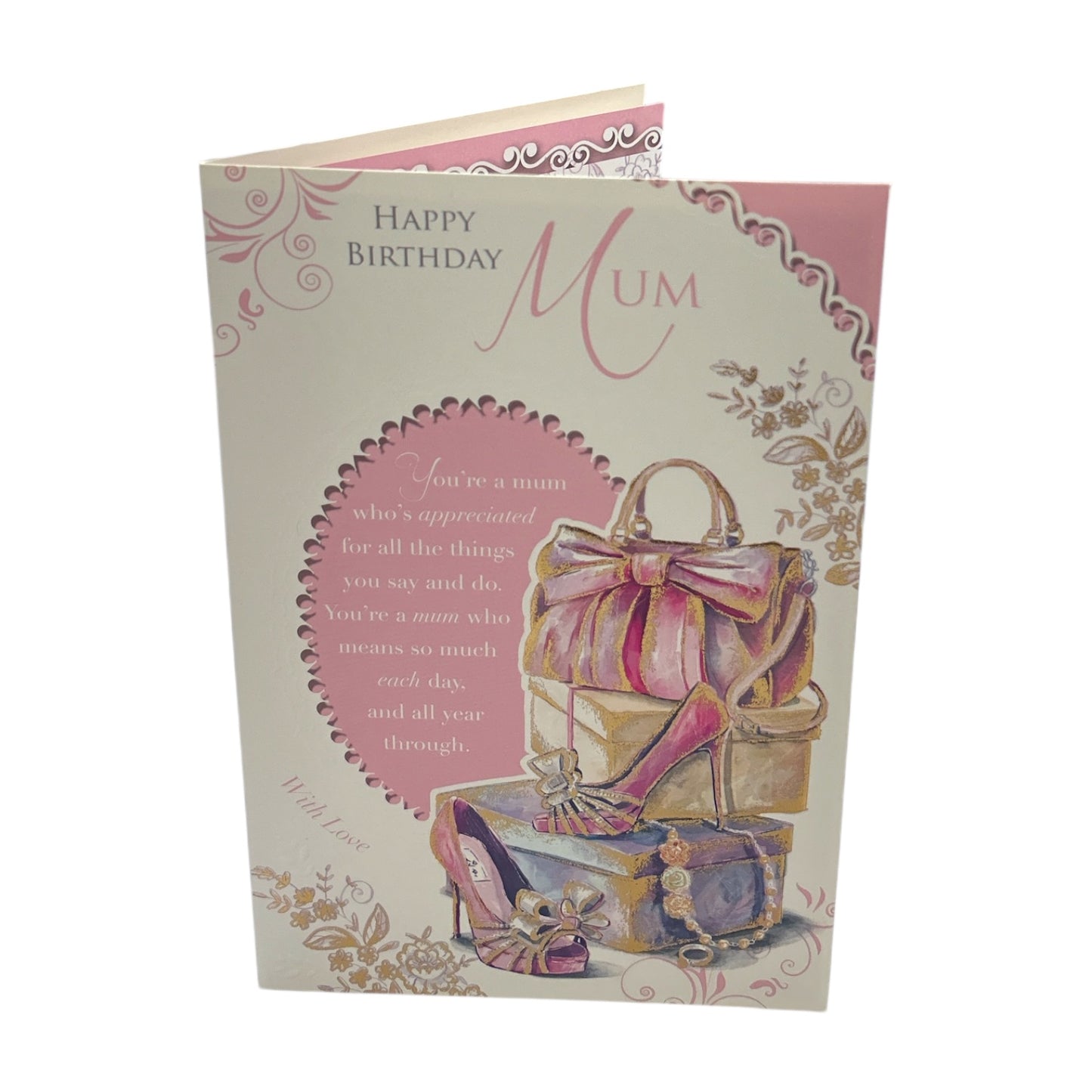 To Mum Purse and Shoe Pink Design Celebrity Style Birthday Card