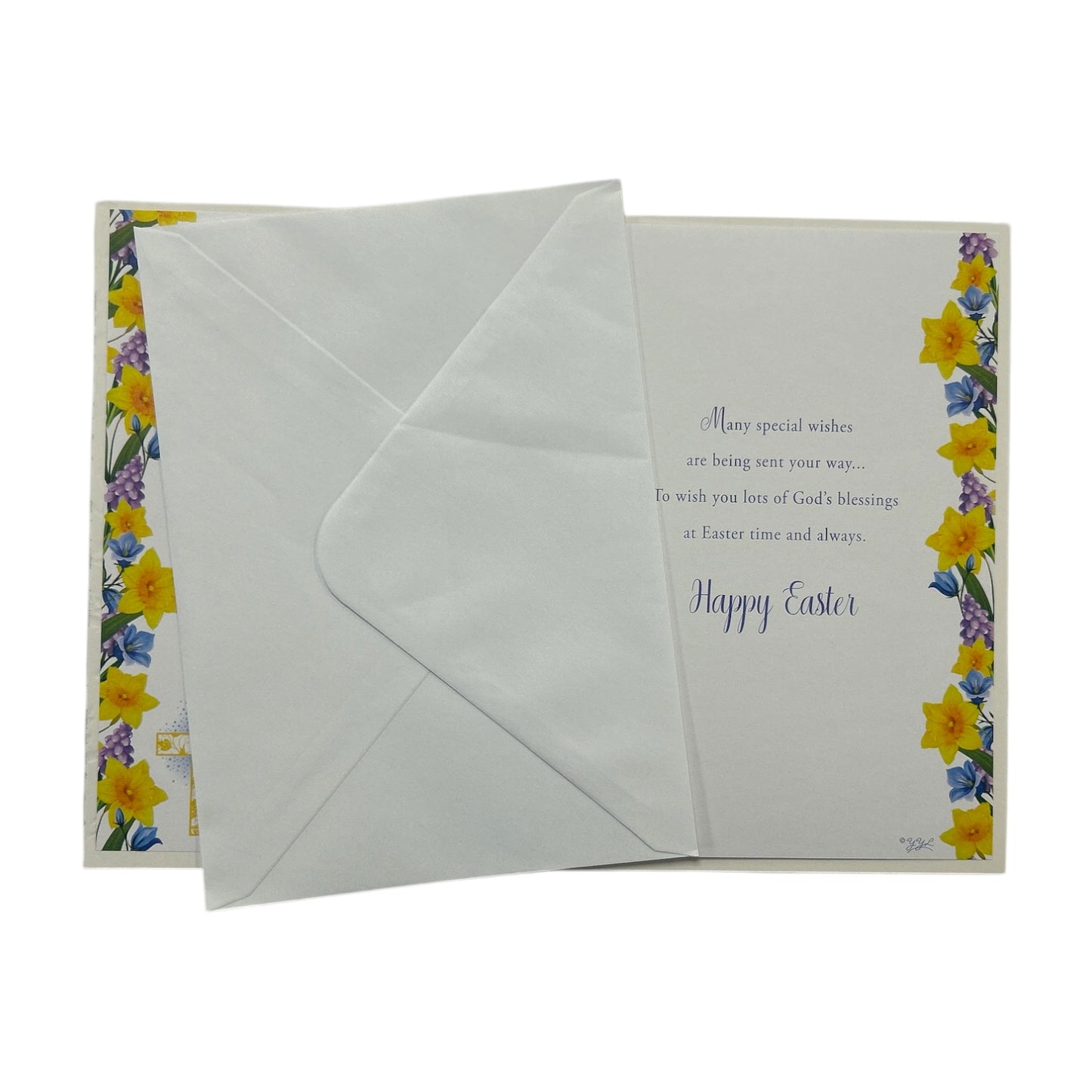 Happy Easter Traditional Yellow Floral Design Greeting Card