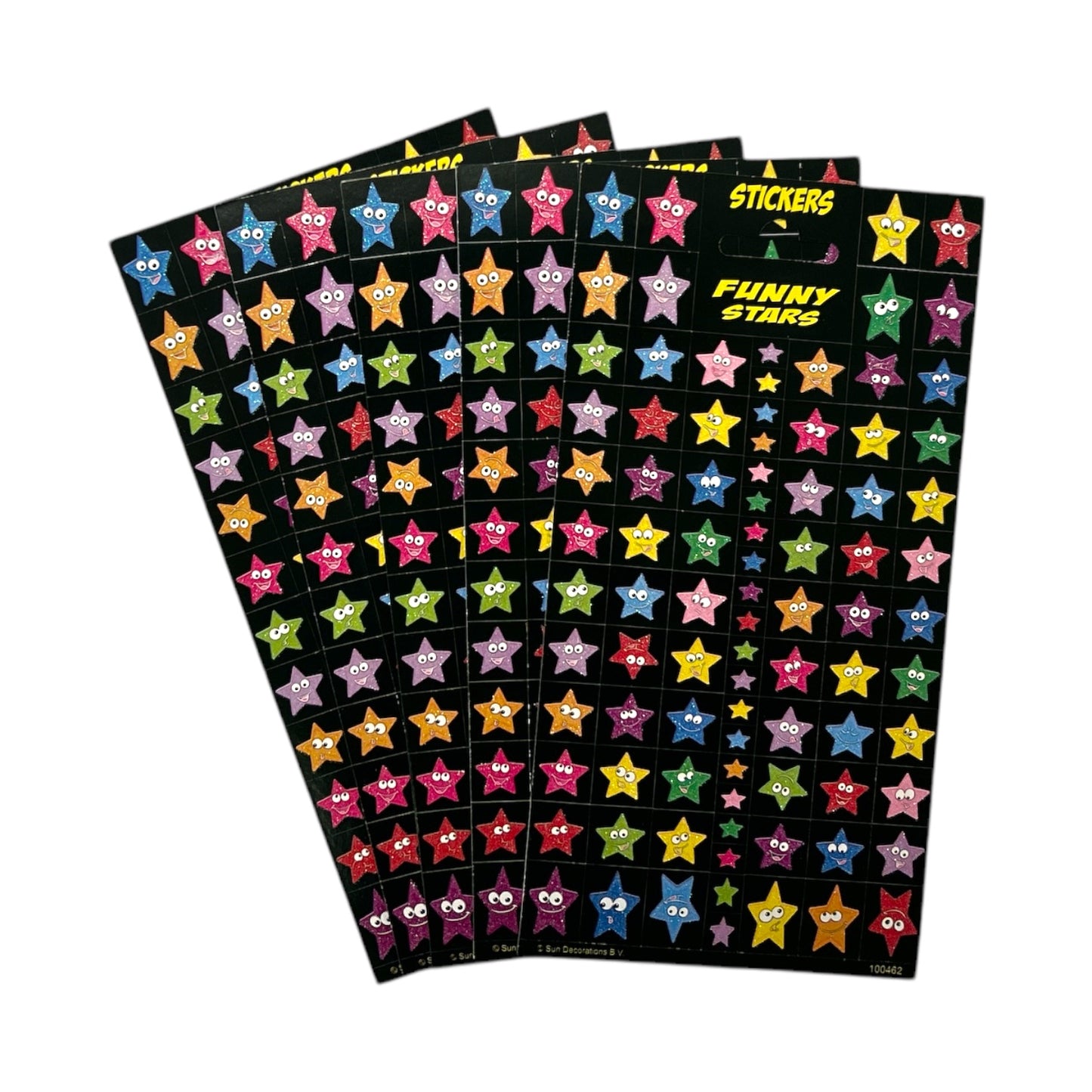 Pack of 5 Glitter Finished Funny Stars Sticker Sheets