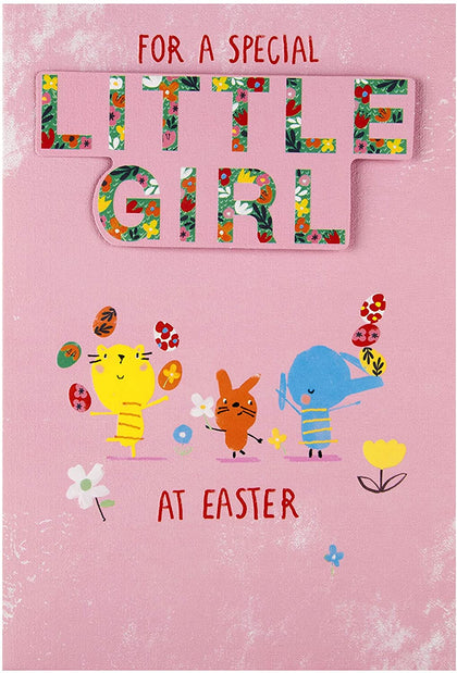 For a Special Little Girl Cute Embossed Design Easter Card