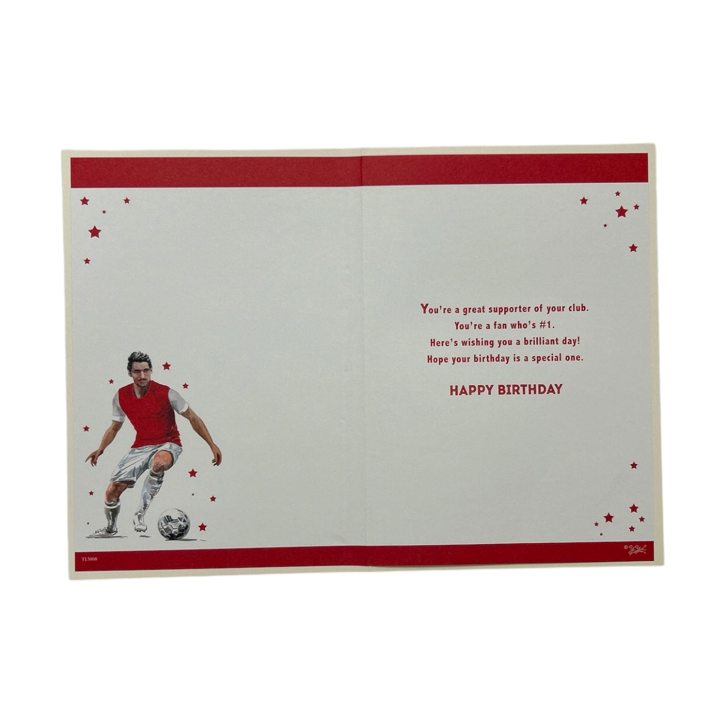 A Man In Red White Soccer Uniform Customized Male Birthday Card