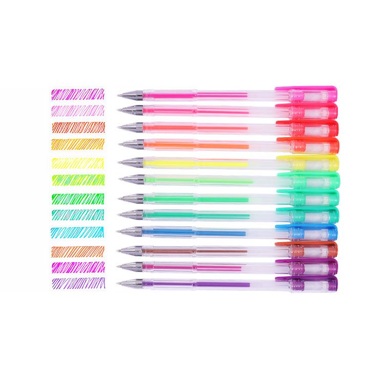 Pack of 12 Vibrant Neon Colours Gel Pens
