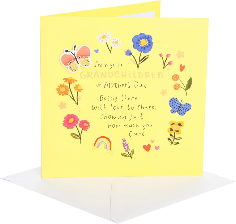 Butterflies and Flowers Design From Grandchildren Mother's Day Card
