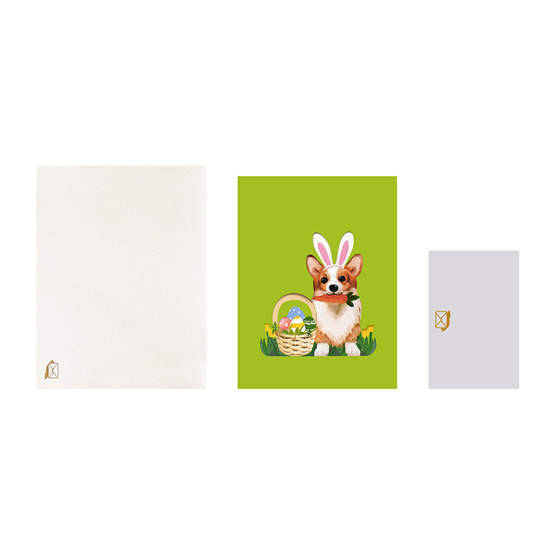 Corgi Easter Bunny Ears 3D Pop Up Greeting Card