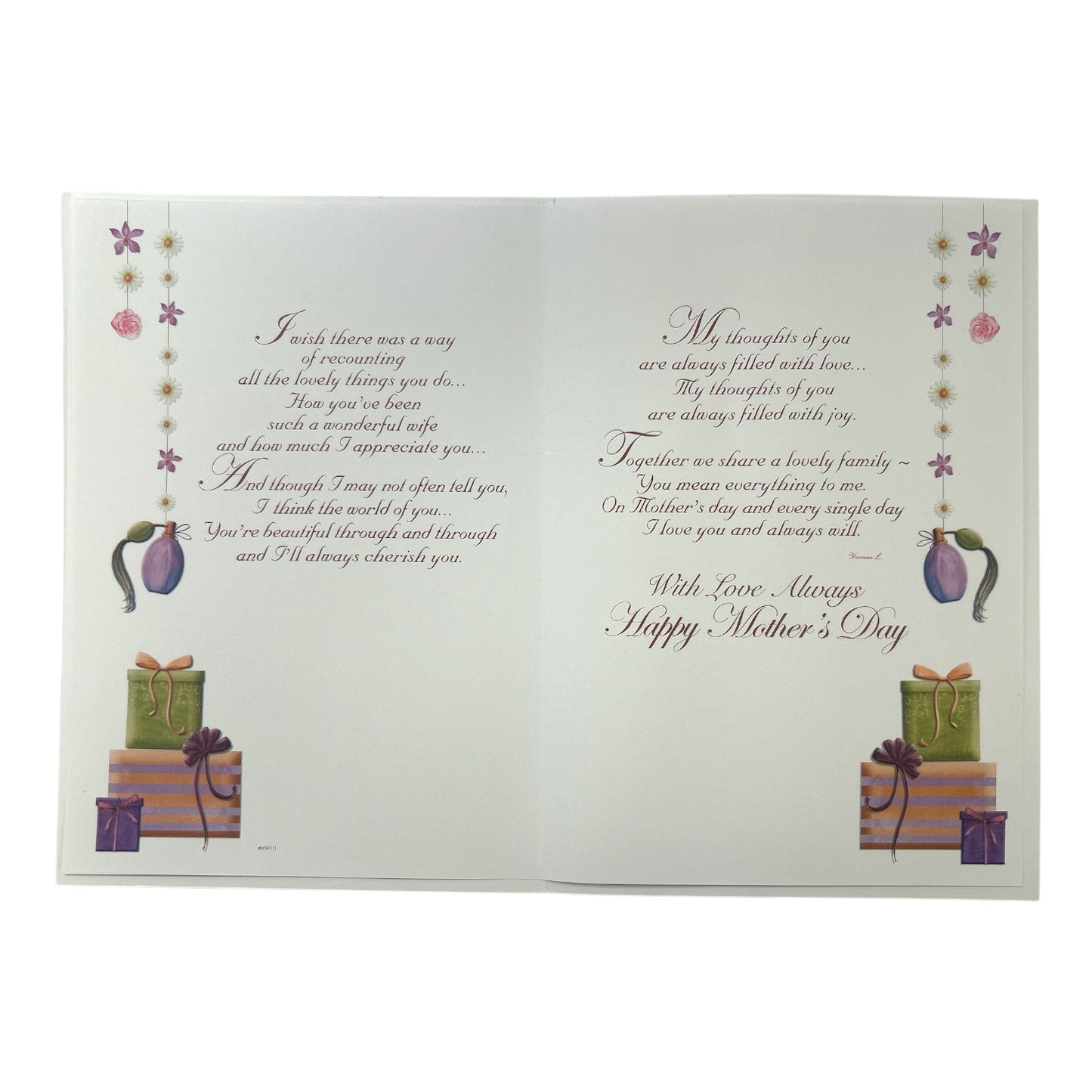 "On Mother's Day With Love To My Wife" Greeting Card