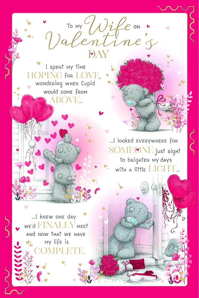 Bear With Flowers And Balloons To My Wife Luxury Valentine's Day Card