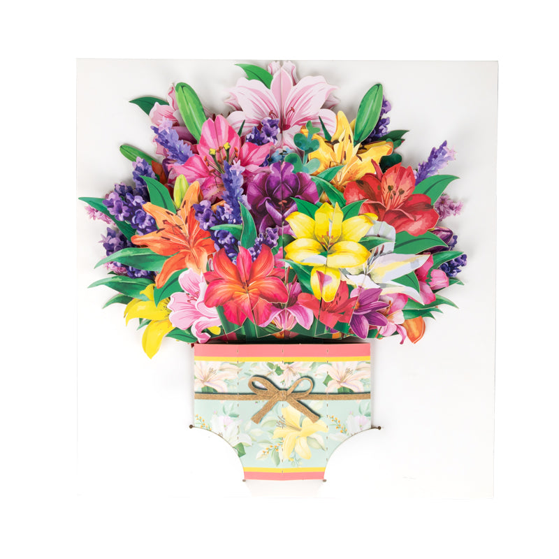 Lilies & Tulips Colorburst Bouquet 3D Pop Up Greeting Card
