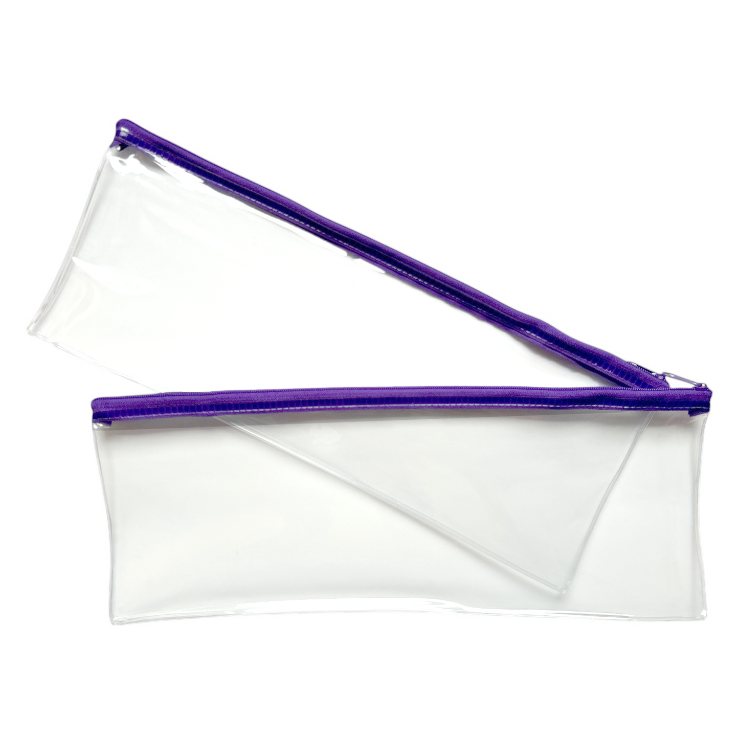 Pack of 2 Janrax 13x5" Purple Zip Clear Exam Pencil Cases