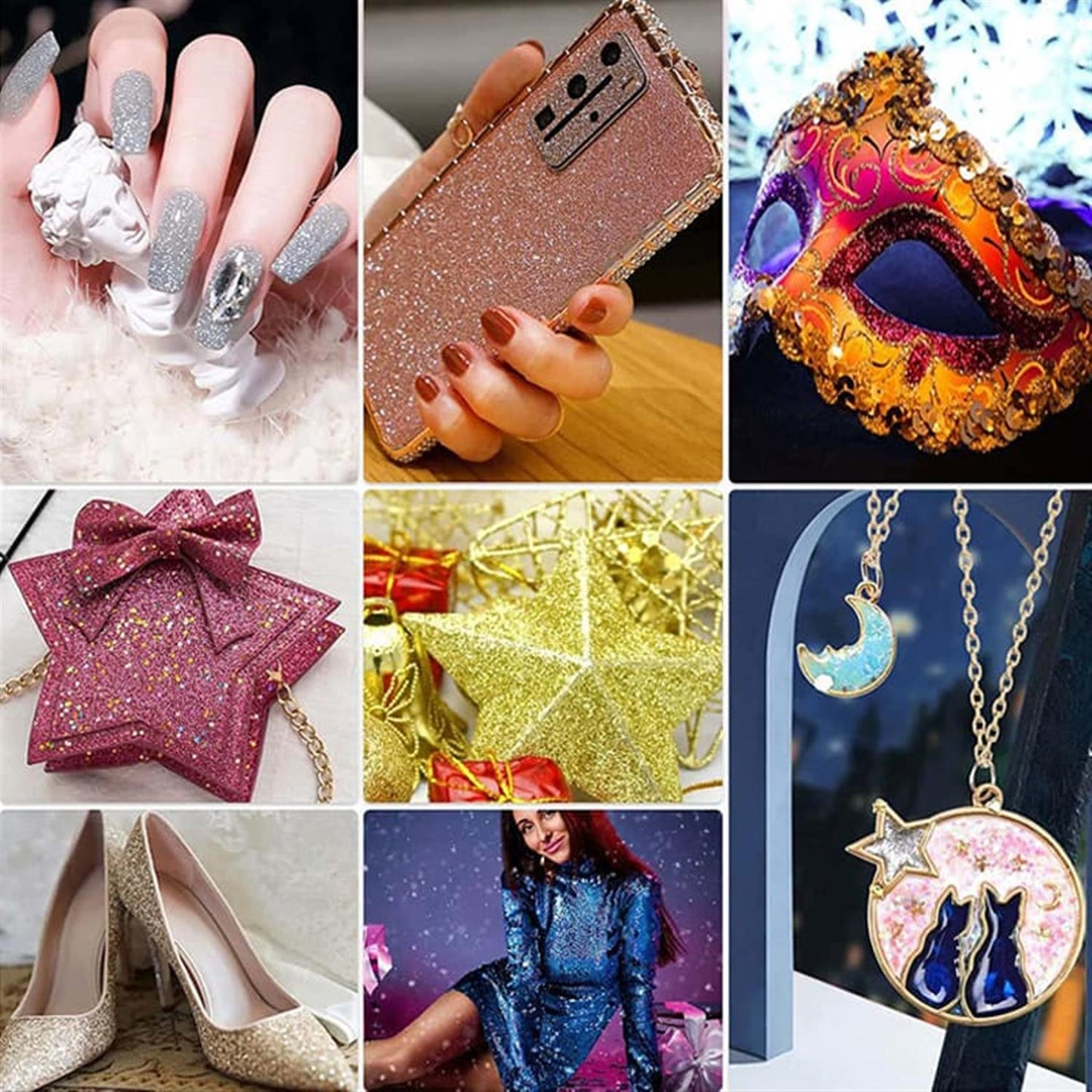 Pack of 6 Colors DIY Decoration Multi‑Shape Glitters