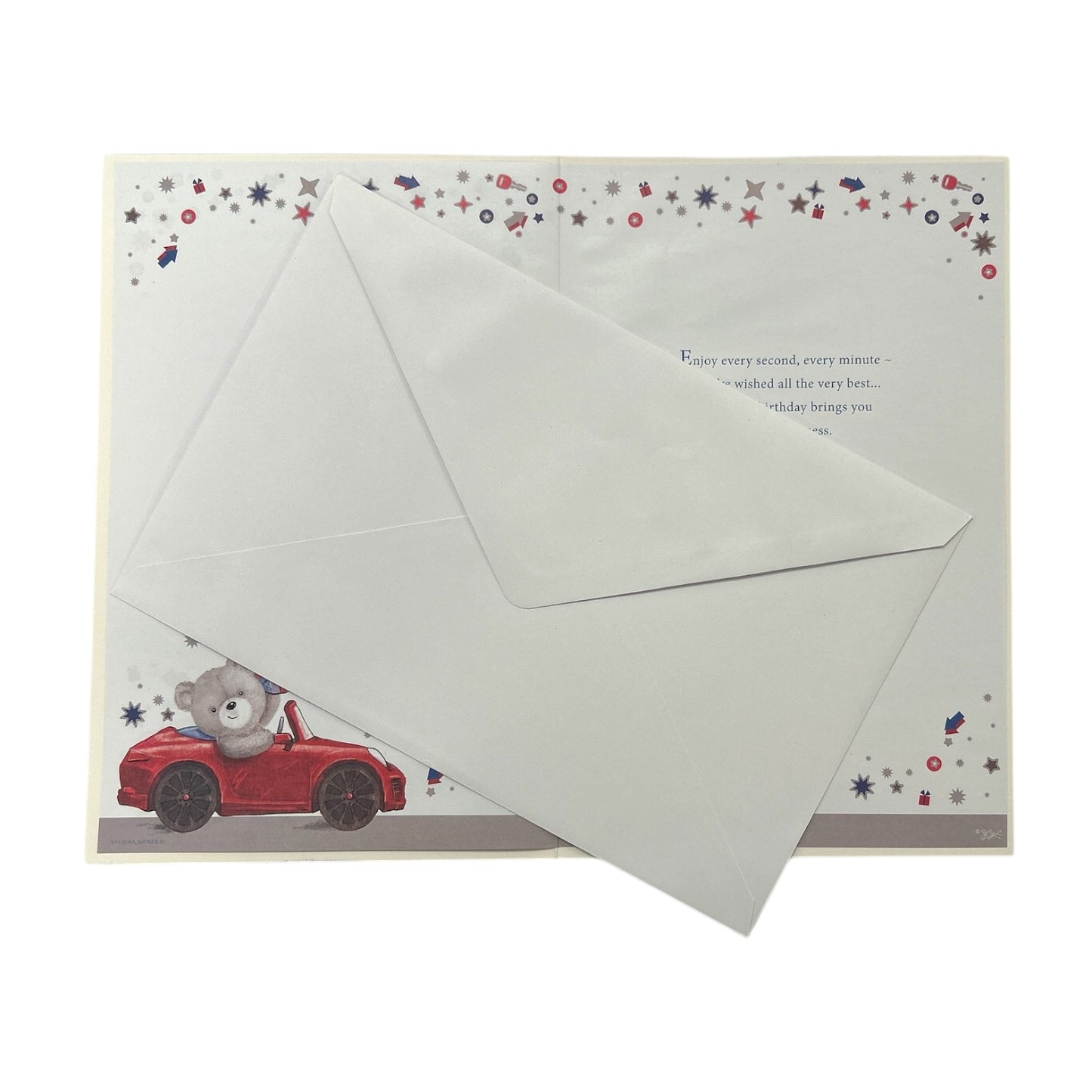Age 21 Teddy In Red Car Design Birthday Card