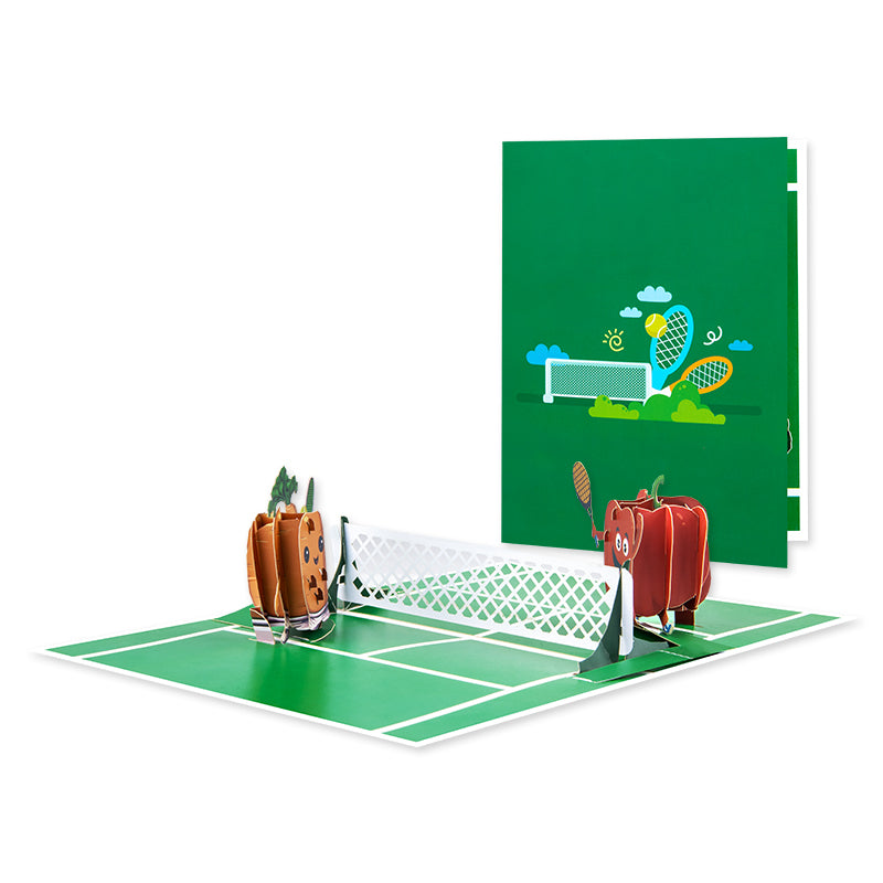 Tennis Game, Set, Snack! Cookie vs Apple Pop Up Card