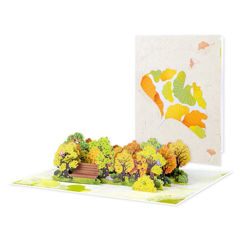 Golden Ginkgo Autumn 3D Pop Up Greeting Card