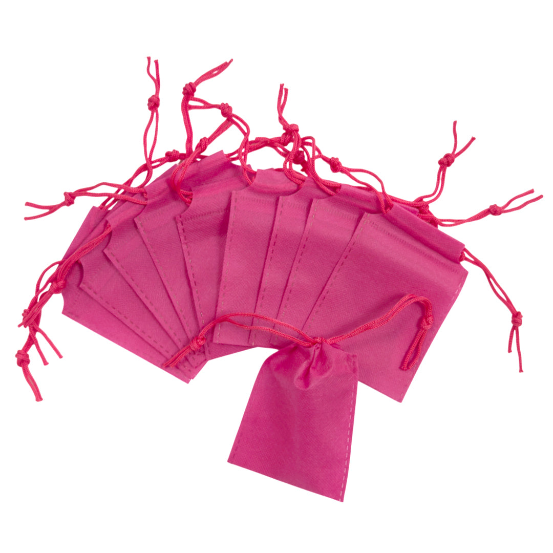 Pack of 100 Pink Coloured 12x9cm Non-Woven Drawstring Bags