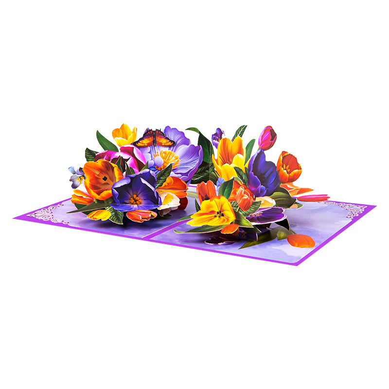 Joyful Blossoms Spring Bouquet 3D Pop Up Greeting Card