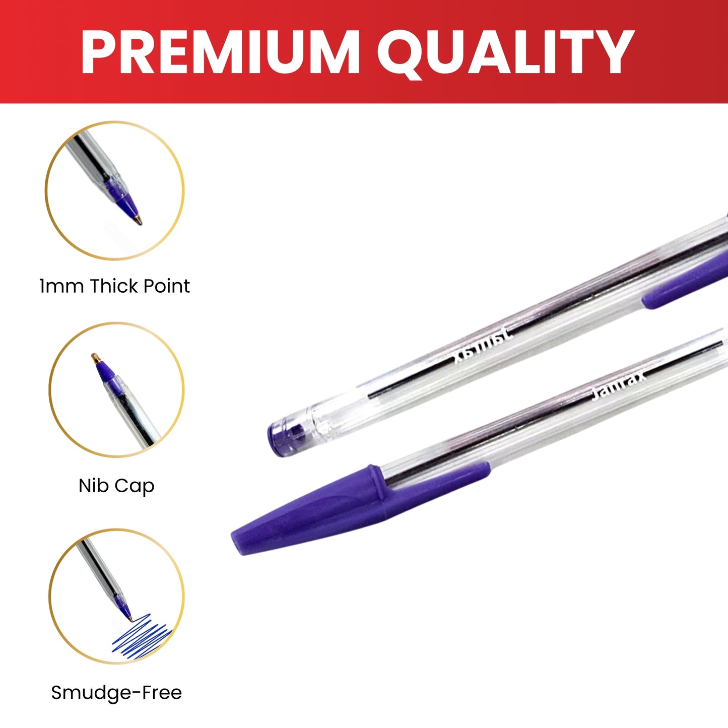 Box of 50 Purple Ballpoint Pens Smooth Glide by Janrax